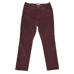 Levis 724 High Rise Straight Corduroy Pants Burgundy Wine 32x30
